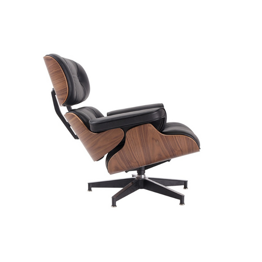 Eames Style Lounge Chair in Walnut Wood - Black