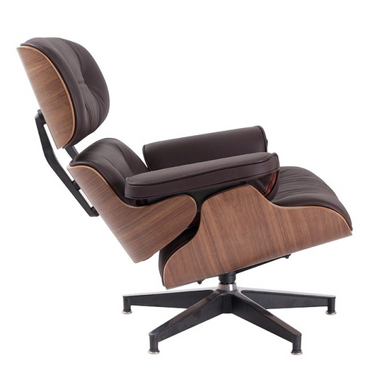 Eames Style Lounge Chair in Walnut Wood - Brown