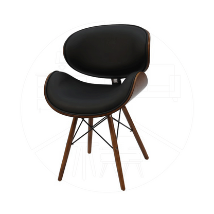 Faux Leather Dining Room Chair in Black